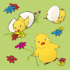 20 Servietten, 3-lagig 1/4-Falz 33 cm x 33 cm Sweet Hatchlings