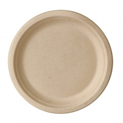 50 Teller, Zuckerrohr pure ungeteilt Ø 23 cm · 2 cm natur