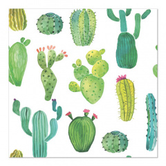 20 Servietten, 3-lagig 1/4-Falz 33 cm x 33 cm Kaktus