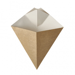 50 Pommes-Frites-Spitztüten mit Dip-Ecke, Pappe pure 23,5 cm x 19 cm braun/weiss Füllinhalt 150 g
