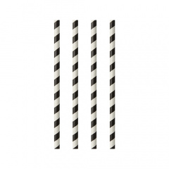 100 Trinkhalme, Papier Ø 6 mm · 24 cm schwarz/weiss Stripes