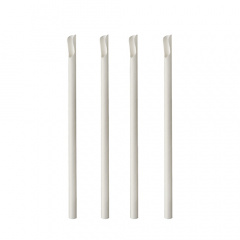 100 Trinkhalme mit Löffel, Papier pure Ø 8 mm · 20 cm weiss