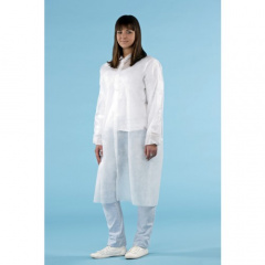 10 Besucherkittel aus Vlies, PP 120 cm weiss mit Druckknpfen