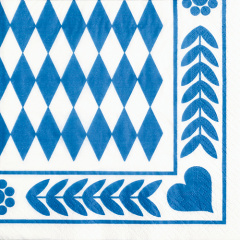 20 Servietten, 3-lagig 1/4-Falz 33 cm x 33 cm -Bayrisch Blau-