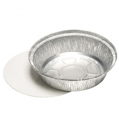 25 Schalen, Alu + Einlegdeckel, Pappe PE beschichtet rund 770 ml  18,2 cm 5,1 cm