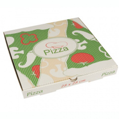 100 Pizzakartons, Cellulose eckig 28 cm x 28 cm x 3 cm -Italienische Flagge-