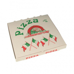 50 Pizzakartons, Cellulose eckig 33 cm x 33 cm x 4 cm -Italienische Flagge-