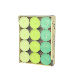 24 Teelichter  38 mm 16 mm -Kiwi, Kiwigrn, Maigrn-