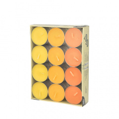 24 Teelichter  38 mm 16 mm -gelb, orange, borneo-