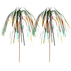 100 Deko-Picker 15,5 cm -Feuerwerk- multicolor