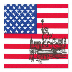 50 Servietten, 3-lagig 1/4-Falz 33 cm x 33 cm -America-
