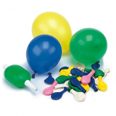 50 Luftballons mit Pumpe  9 cm farbig sortiert