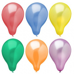 6 Luftballons  25 cm farbig sortiert -Metallic-