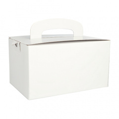 20 Lunch-Boxen, Pappe eckig 12,5 cm x 15,5 cm x 22,5 cm weiss mit Tragegriff