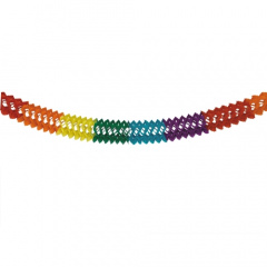 Girlande, Papier  16 cm 6 m -Rainbow- schwer entflammbar