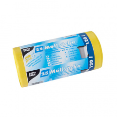 25 Müllsäcke, HDPE 120 l 110 cm x 70 cm gelb