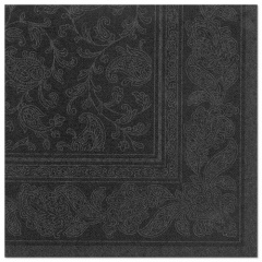 50 Servietten ROYAL Collection 1/4-Falz 40 cm x 40 cm schwarz Ornaments