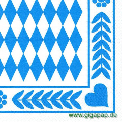 250 Servietten, 3-lagig 1/4-Falz 33 cm x 33 cm -Bayrisch Blau-