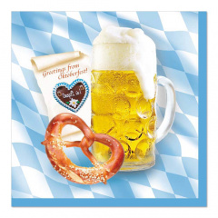 100 Servietten, 3-lagig 1/4-Falz 33 cm x 33 cm -Bavaria- Oktoberfest