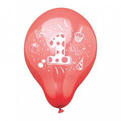 6 Zahlenluftballons  25 cm farbig sortiert -1-