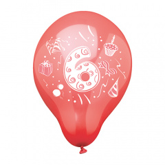 6 Zahlenluftballons  25 cm farbig sortiert -6-