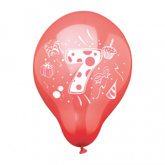 6 Zahlenluftballons  25 cm farbig sortiert -7-