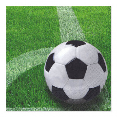 50 Servietten, 3-lagig 1/4-Falz 33 cm x 33 cm -Football-