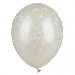30 Luftballons Ø 29 cm elfenbein -Just Married- metallic