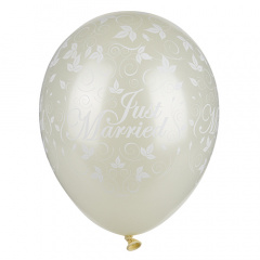 30 Luftballons  29 cm elfenbein -Just Married- metallic