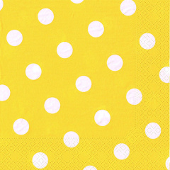 20 Servietten, 3-lagig 1/4-Falz 40 cm x 40 cm gelb -Dots-