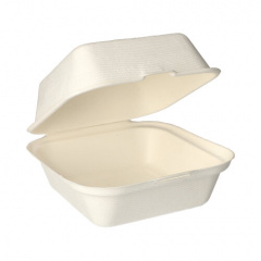 25 Hamburger-Boxen, Zuckerrohr -pure- 8 cm x 14,4 cm x 15 cm weiss