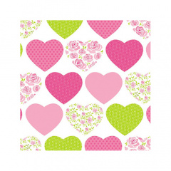 20 Servietten, 3-lagig 1/4-Falz 25 cm x 25 cm Sweetheart