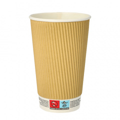 25 Trinkbecher, Pappe 0,4 l  9 cm  13,7 cm Ripple Wall