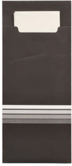 520 Bestecktaschen 20 cm x 8,5 cm schwarz/weiss Stripes inkl. farbiger Serviette 33 x 33 cm 2-lag.