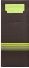 520 Bestecktaschen 20 cm x 8,5 cm schwarz/limone Stripes inkl. farbiger Serviette 33 x 33 cm 2-lag.