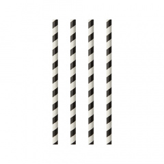 100 Trinkhalme, Papier Ø 6 mm · 20 cm schwarz/weiss Stripes