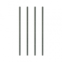 100 Trinkhalme, Papier  6 mm  20 cm schwarz/weiss Zig-Zag