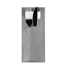 520 Bestecktaschen 20 cm x 8,5 cm grau inkl. weier Serviette 33 x 33 cm 2-lag.