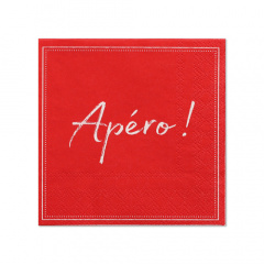 20 Servietten, 3-lagig 1/4-Falz 25 cm x 25 cm rot Apero