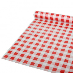 Tischdecke, Folie 50 m x 80 cm rot Karo